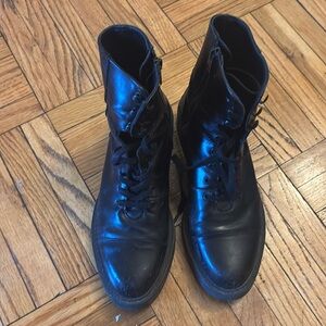 All Saints black leather combat boots US 8 EU 38 fit like 7.5***